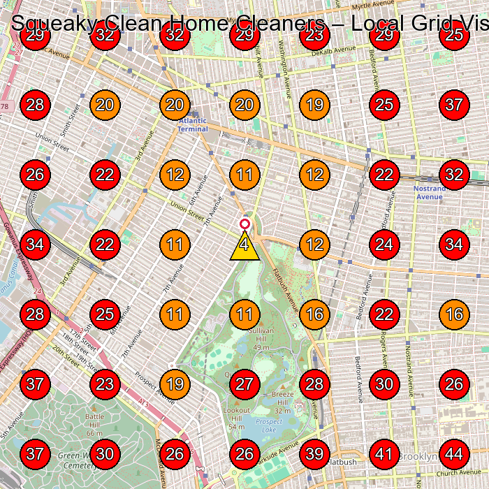 Squeaky Clean Home Cleaners GeoGrid visibility map for House Cleaning Service in Brooklyn